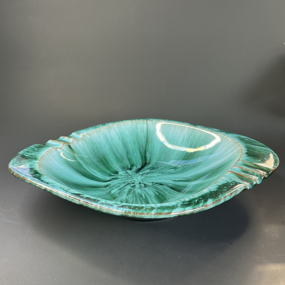 Vintage Blue Mountain Pottery Ashtray Drip Glaze Ornament BMP Canada Green Large - Picture 2 of 8